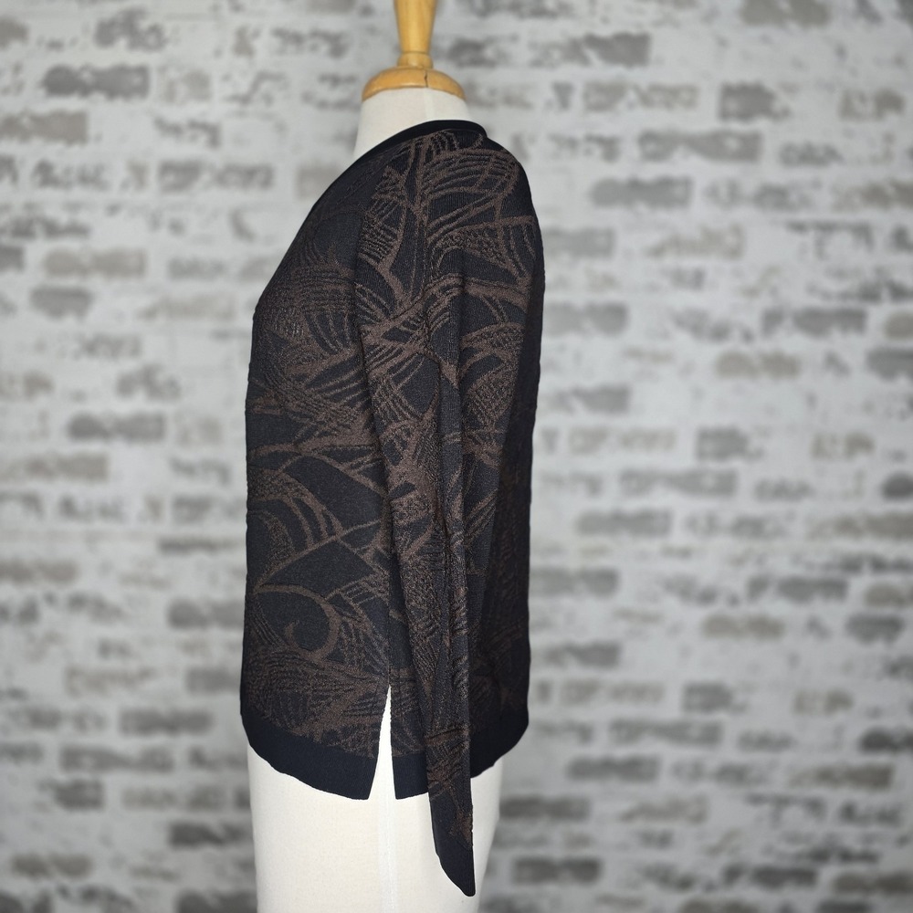 Exclusively Misook Jacket Blazer Womens Petite XS Black Brown Long Sleeve Knit - Picture 5 of 13